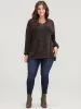 Solid Split Asymmetrical Hem V Neck Sweatshirt sold by Bloomchic