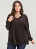 Solid Split Asymmetrical Hem V Neck Sweatshirt sold by Bloomchic