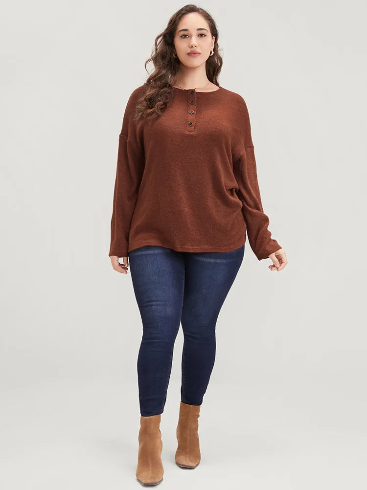 Solid Button Up Round Neck Sweatshirt sold by Bloomchic product image thumbnail 2