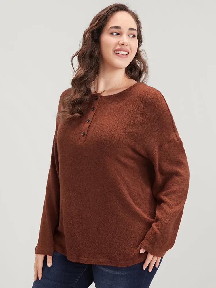 Solid Button Up Round Neck Sweatshirt sold by Bloomchic product image thumbnail 3