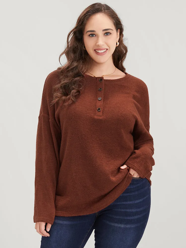 Solid Button Up Round Neck Sweatshirt sold by Bloomchic product image thumbnail 4
