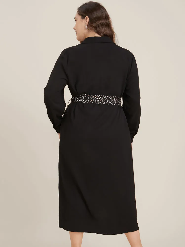 Leopard Patchwork Pocket Button Up Belted Split Dress sold by Bloomchic product image thumbnail 5