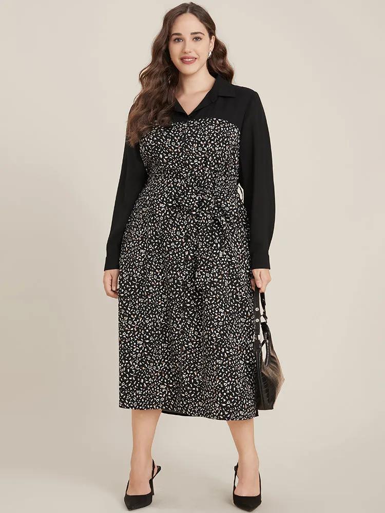 Leopard Patchwork Pocket Button Up Belted Split Dress sold by Bloomchic