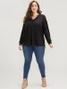 Solid V Neck Lace Trim Drop Shoulder Sweatshirt sold by Bloomchic