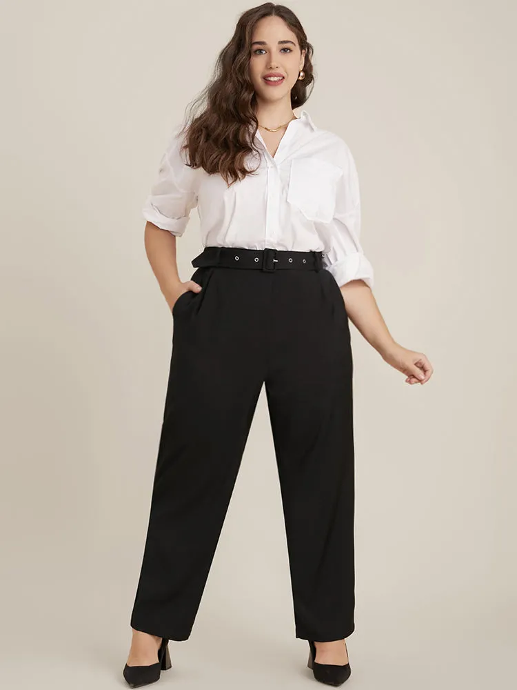 Solid Mid Rise Pocket Belted Pants sold by Bloomchic product image thumbnail 5