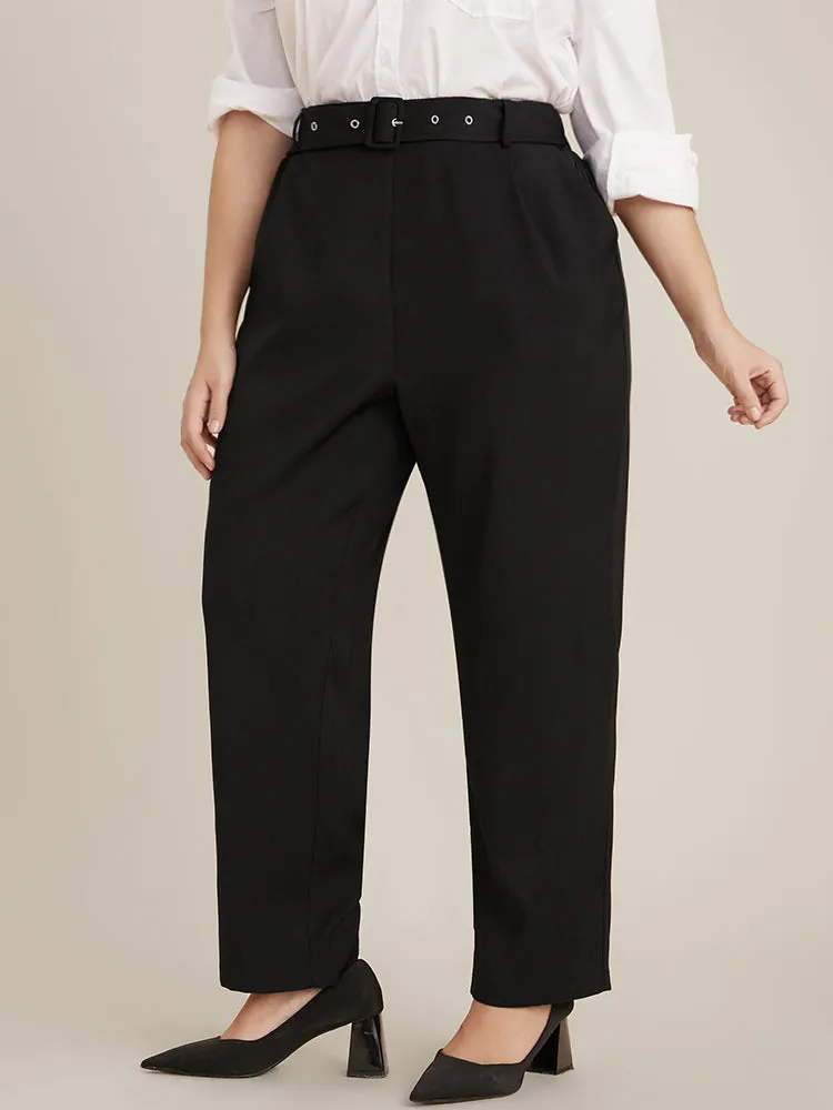 Solid Mid Rise Pocket Belted Pants sold by Bloomchic