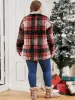 Plaid Button Up Pocket Fuzzy Coat sold by Bloomchic
