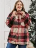 Plaid Button Up Pocket Fuzzy Coat sold by Bloomchic