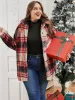 Plaid Button Up Pocket Fuzzy Coat sold by Bloomchic
