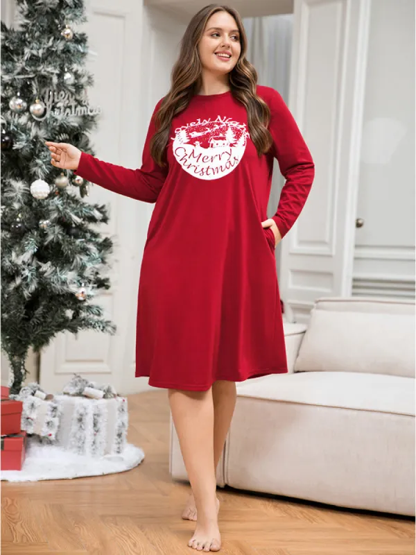 Tree & Letter Print Pocket Night Dress sold by Bloomchic