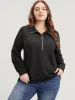 Solid O Ring Zipper Drop Shoulder Sweatshirt sold by Bloomchic
