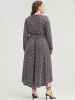 Ditsy Floral Pocket Pocket Belted Asymmetrical Hem Dress sold by Bloomchic
