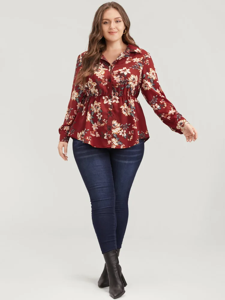 Floral Print Shirt Collar Button Up Blouse sold by Bloomchic product image thumbnail 3