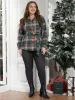 Plaid Button Up Belted Blouse sold by Bloomchic