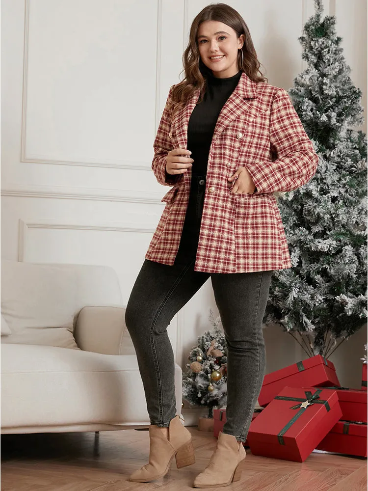 Plaid Suit Collar Button Detail Flap Pocket Coat sold by Bloomchic product image thumbnail 3