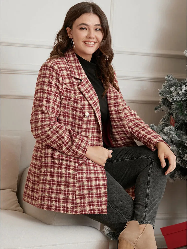 Plaid Suit Collar Button Detail Flap Pocket Coat sold by Bloomchic product image thumbnail 2