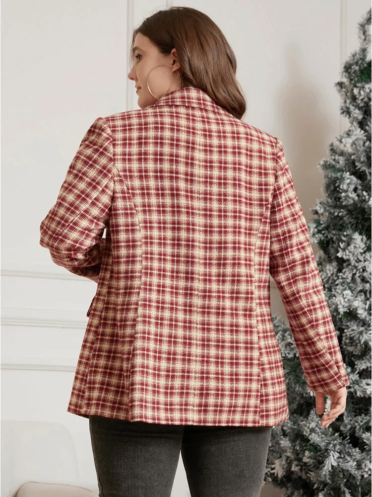 Plaid Suit Collar Button Detail Flap Pocket Coat sold by Bloomchic product image thumbnail 5