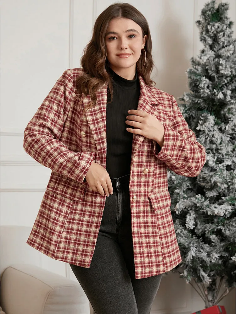 Plaid Suit Collar Button Detail Flap Pocket Coat sold by Bloomchic product image thumbnail 4