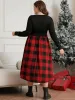 Solid Patchwork Pocket Belted Plaid Dress sold by Bloomchic