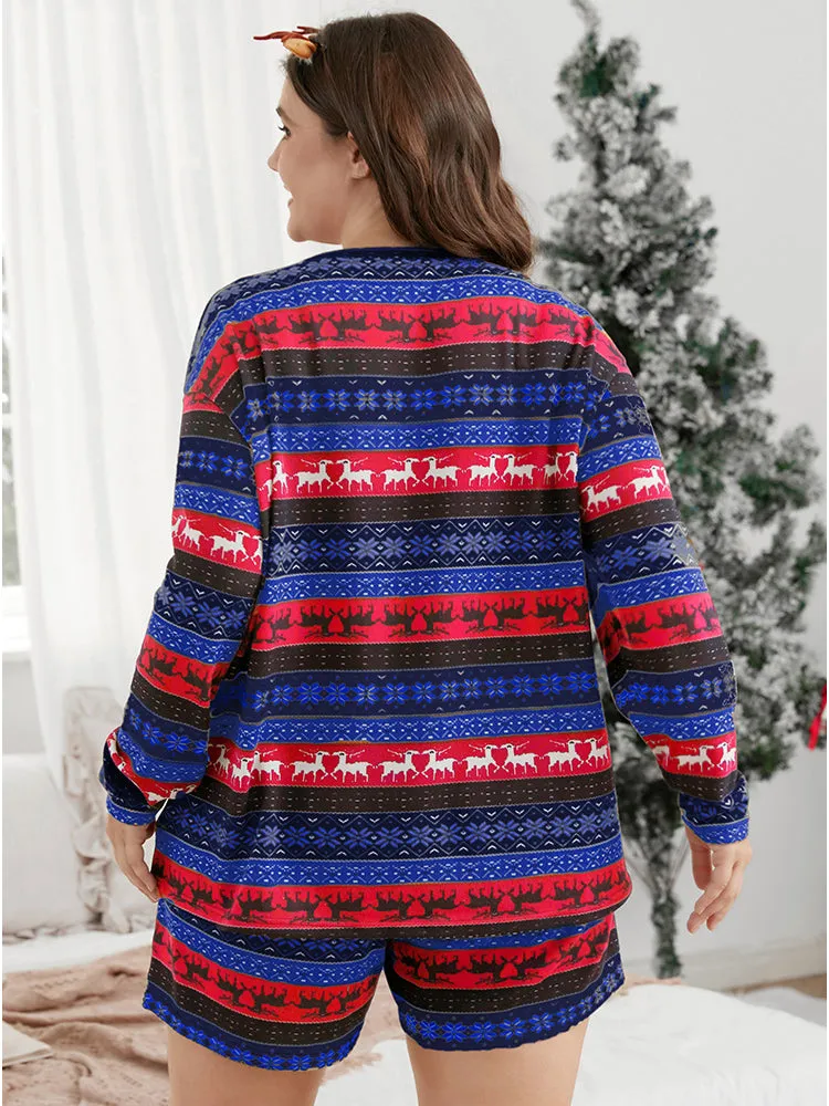 Snowflake & Elk Print Pajama Set sold by Bloomchic product image thumbnail 3