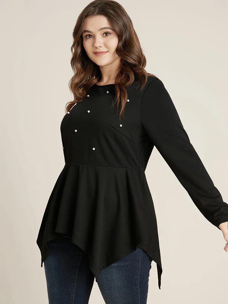 Solid Pearl Beaded Hanky Hem Long Tee sold by Bloomchic product image thumbnail 4