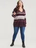 Striped Contrast Spacedye Knit V Neck Heather Knit Top sold by Bloomchic