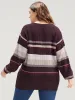 Striped Contrast Spacedye Knit V Neck Heather Knit Top sold by Bloomchic