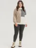 Colorblock Contrast Pointelle Knit Heather Mock Neck Knit Top sold by Bloomchic