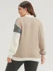 Colorblock Contrast Pointelle Knit Heather Mock Neck Knit Top sold by Bloomchic