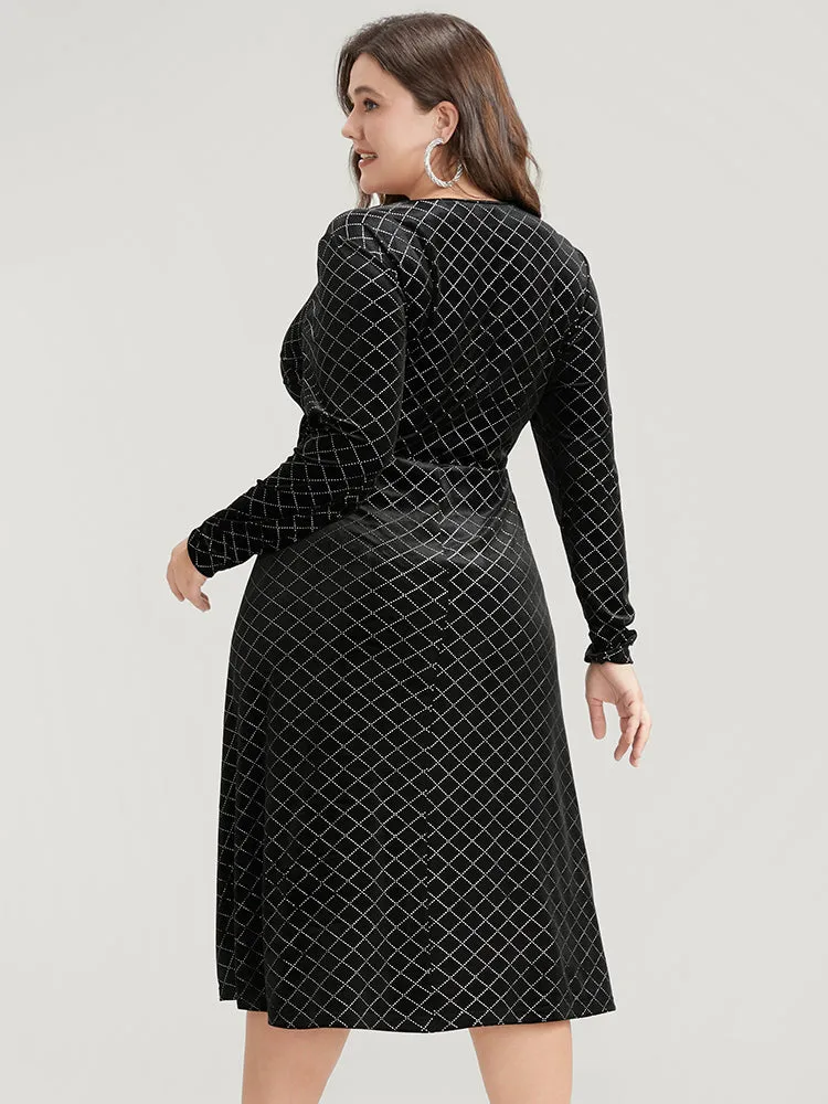 Plaid Glitter Mesh Insert Pocket Velvet Dress sold by Bloomchic product image thumbnail 4