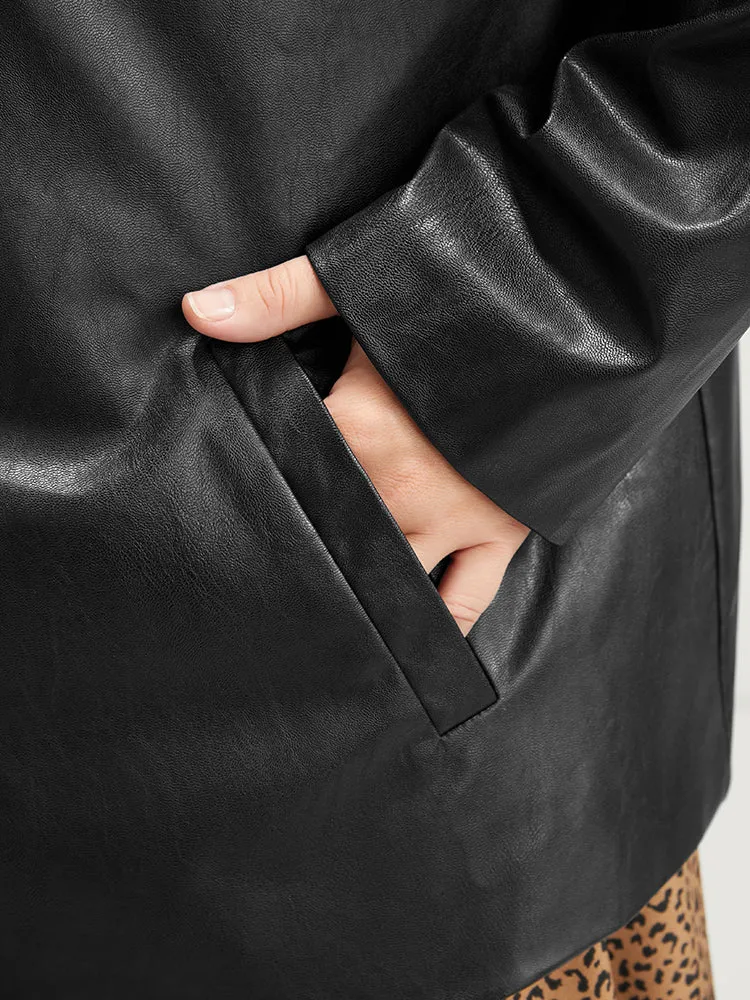 PU Leather Pocket Suit Collar Blazer sold by Bloomchic product image thumbnail 5