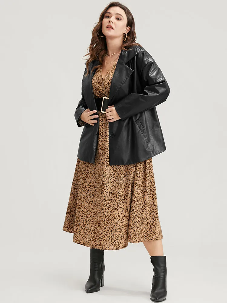 PU Leather Pocket Suit Collar Blazer sold by Bloomchic product image thumbnail 2