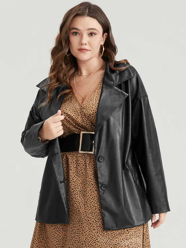 PU Leather Pocket Suit Collar Blazer sold by Bloomchic product image thumbnail 3