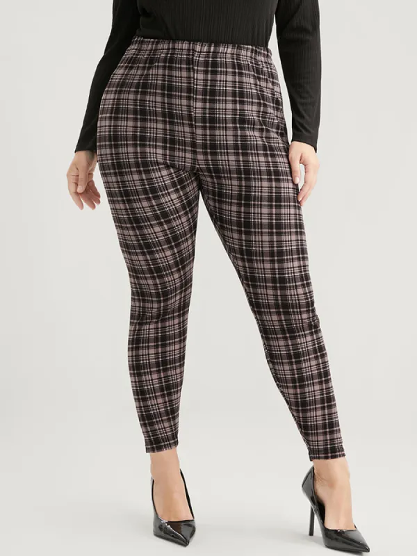 Plaid Elastic Waist Skinny Pants sold by Bloomchic