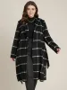 Plaid Lapel Collar Belted Pocket Coat sold by Bloomchic