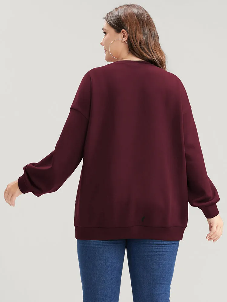 Solid Zipper Pocket Drop Shoulder Sweatshirt sold by Bloomchic product image thumbnail 3