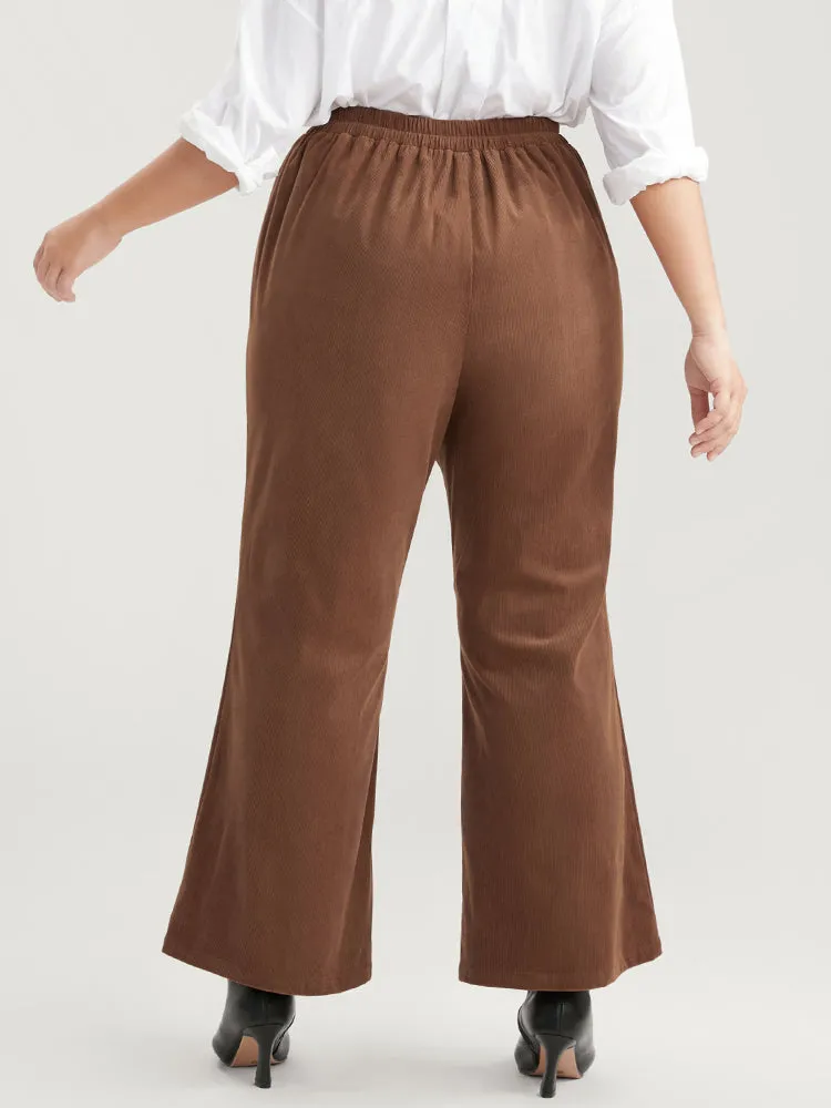 Solid Pocket Button Detail Corduroy Flare Leg Pants sold by Bloomchic product image thumbnail 5