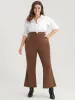 Solid Pocket Button Detail Corduroy Flare Leg Pants sold by Bloomchic