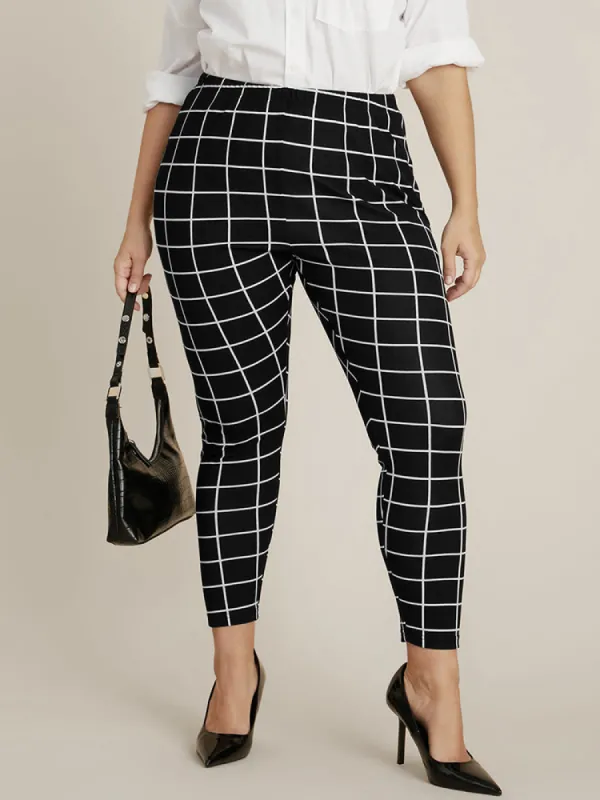 Plaid Printed Elastic Waist Skinny Pants sold by Bloomchic
