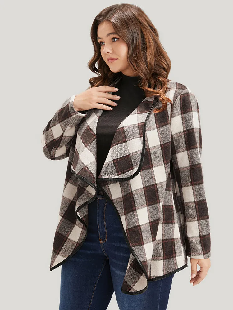 Plaid Waterfall Collar Open Front Coat sold by Bloomchic product image thumbnail 3
