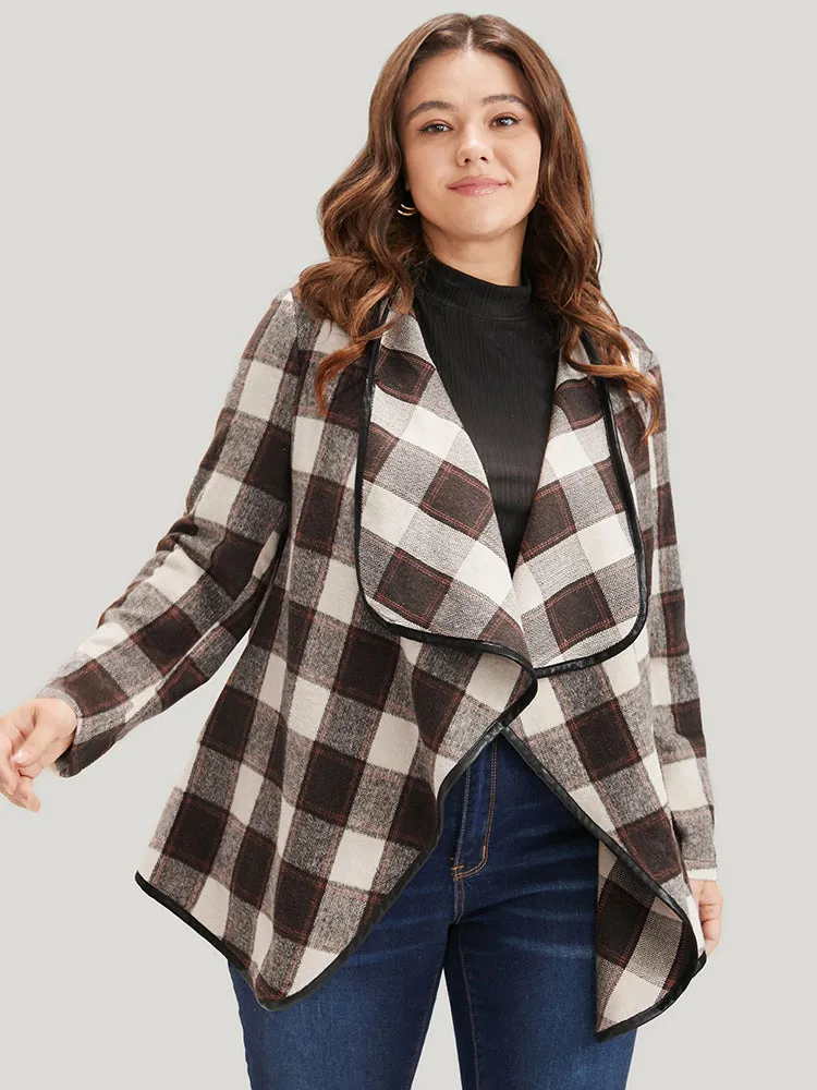 Plaid Waterfall Collar Open Front Coat sold by Bloomchic product image thumbnail 4