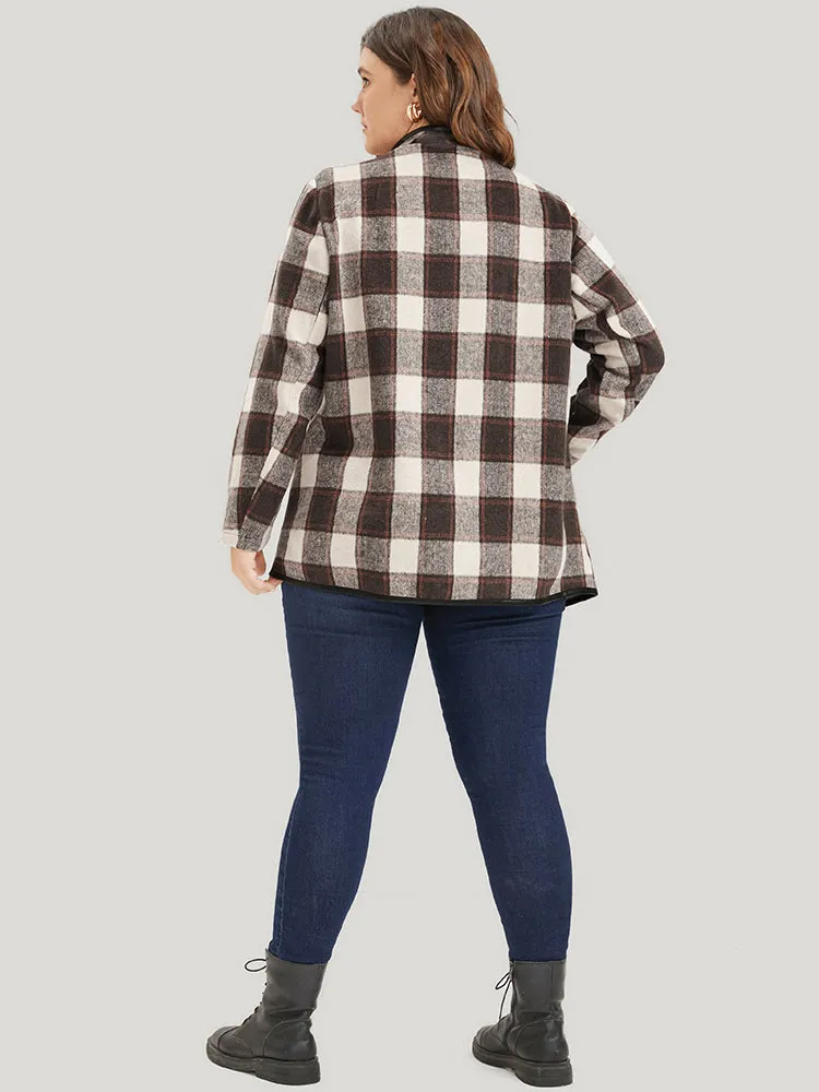 Plaid Waterfall Collar Open Front Coat sold by Bloomchic product image thumbnail 5