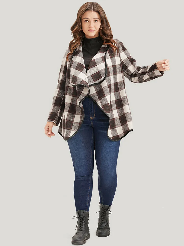 Plaid Waterfall Collar Open Front Coat sold by Bloomchic product image thumbnail 2