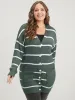 Striped Contrast Super Soft Plush Knit Pocket Button Front Cardigan sold by Bloomchic