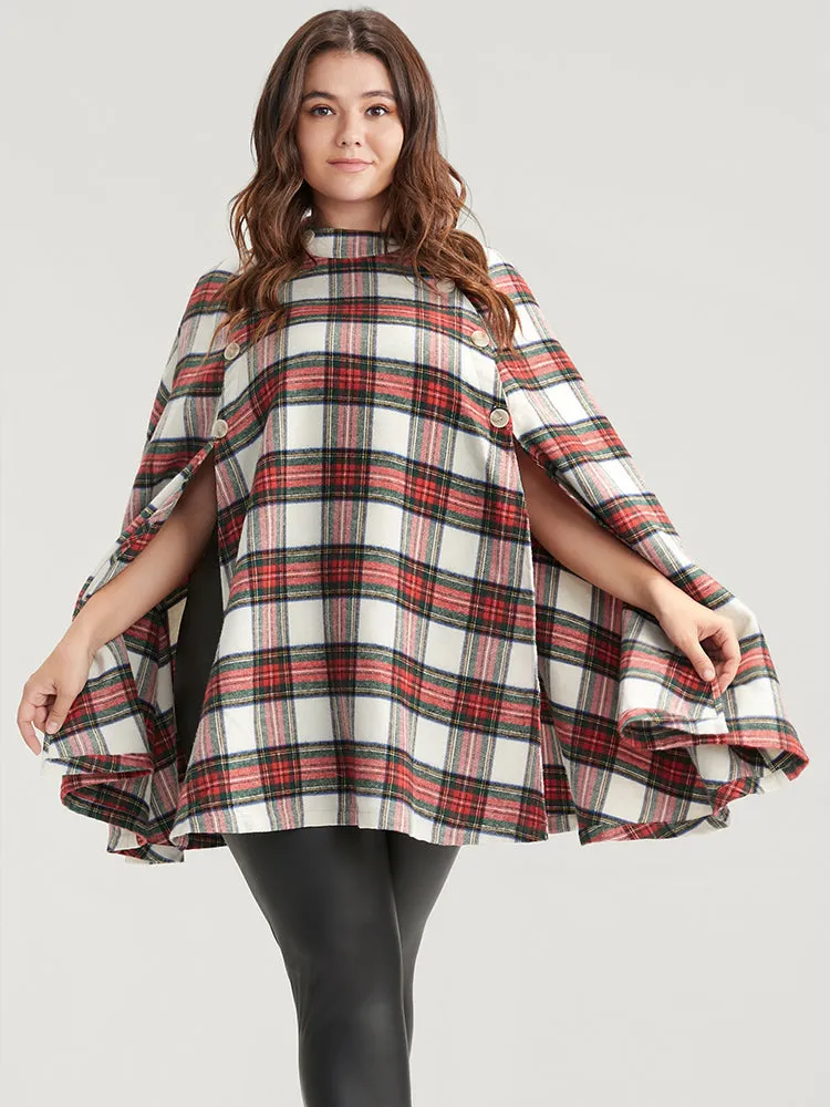 Tartan Button Side Cape Coat Without Hat sold by Bloomchic product image thumbnail 3