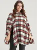 Tartan Button Side Cape Coat Without Hat sold by Bloomchic