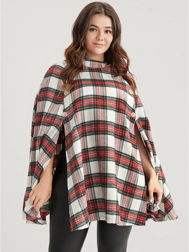 Tartan Button Side Cape Coat Without Hat sold by Bloomchic product image thumbnail 5