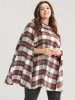 Tartan Button Side Cape Coat Without Hat sold by Bloomchic