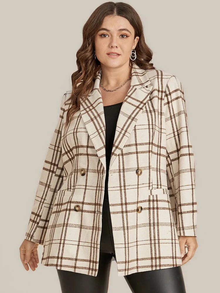 Plaid Suit Collar Button Down Pocket Blazer sold by Bloomchic