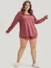 Solid Ties Waffle Knit Pajama Set sold by Bloomchic